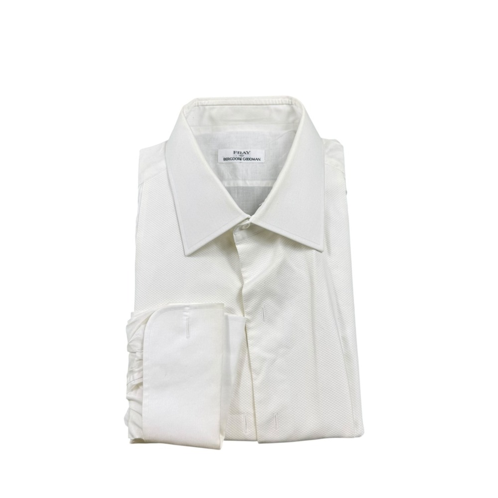 Fray Bergdorf Goodman White Cotton Bib Front Tuxedo Dress Shirt 17/43 Mens